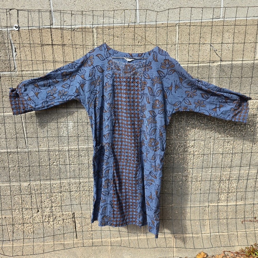 Marketplace Floral Blue Long Sleeve Mini Dress